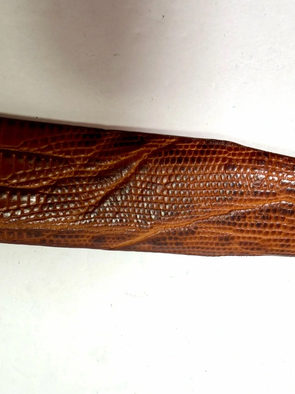 Vintage Italian Calfskin Leather Ranger Belt 38 Lizard Embossed Cognac Brown Y2K